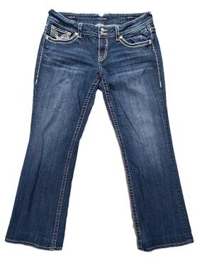 VIGOSS Jean Women 36x30, Tag 13/14x33 The New York Boot Cut Flaps Blue Stretch